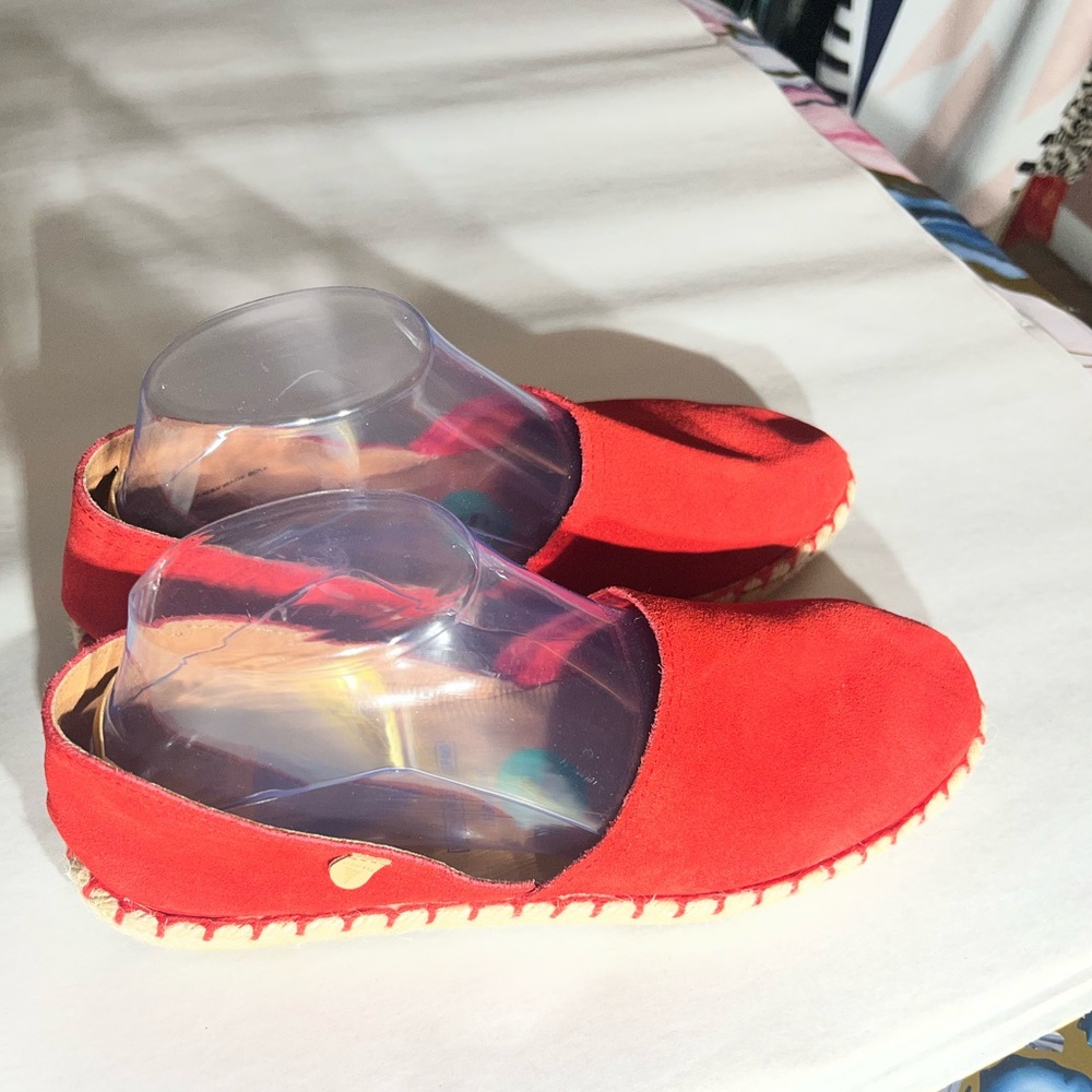 Verbenas Espadrille Shoes Womens Size 8 Red Suede Slip On Flats made in Spain - Picture 2 of 10